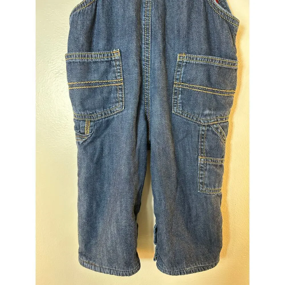 OSHKOSH B’GOSH Unisex Toddler Fleece Lined Jean Bib Overalls / Size: 12 Months